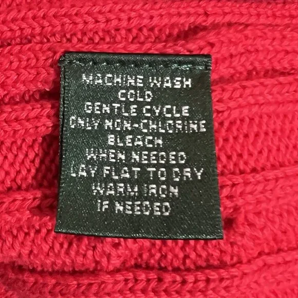 Ralph Lauren Women Sweater Cardigan Cable Knit Large Petite Red Christmas - Picture 13 of 13